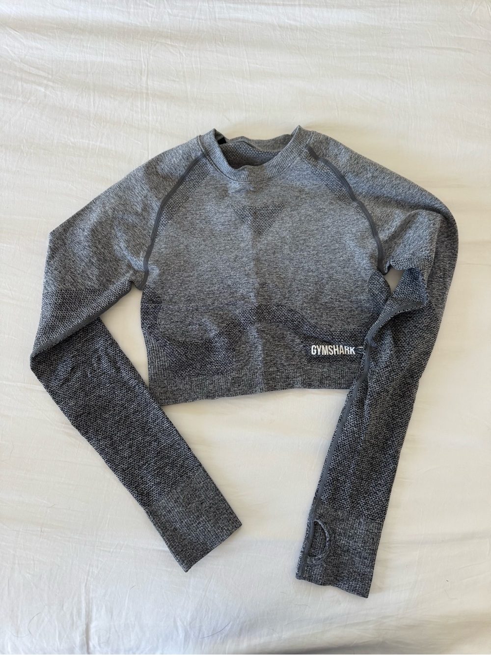 Gymshark Gray Ombré Seamless Cropped Long Sleeve Top